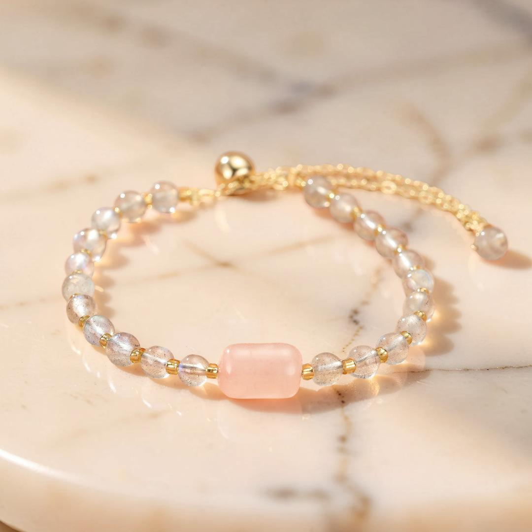 ATELIER-TIBET – Bracelet Labradorite et Quartz Rose – Reflet Intérieur