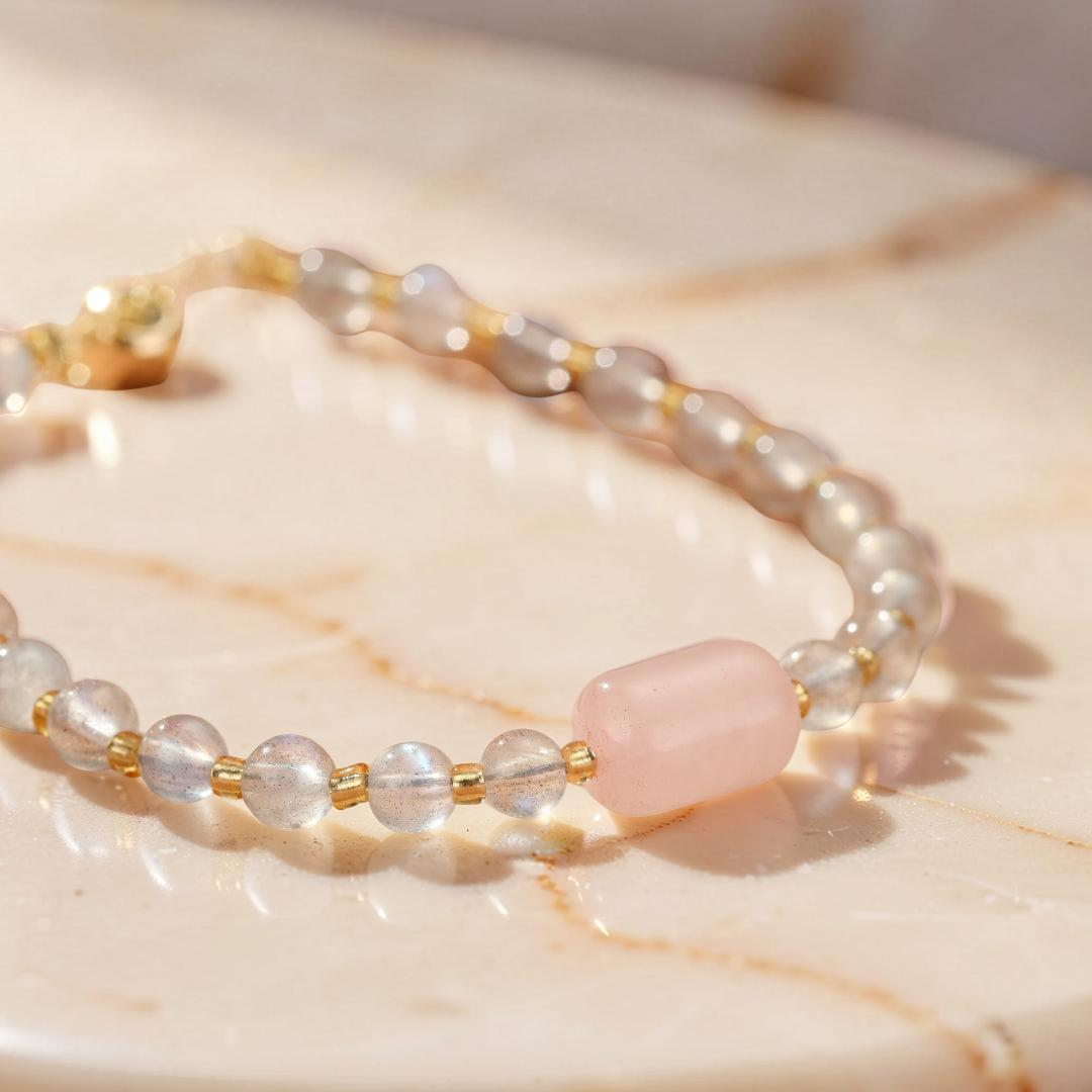 ATELIER-TIBET – Bracelet Labradorite et Quartz Rose – Reflet Intérieur