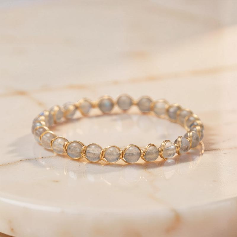 ATELIER-TIBET – Bracelet Labradorite – Lumière Intérieure, Argent Plaqué Or