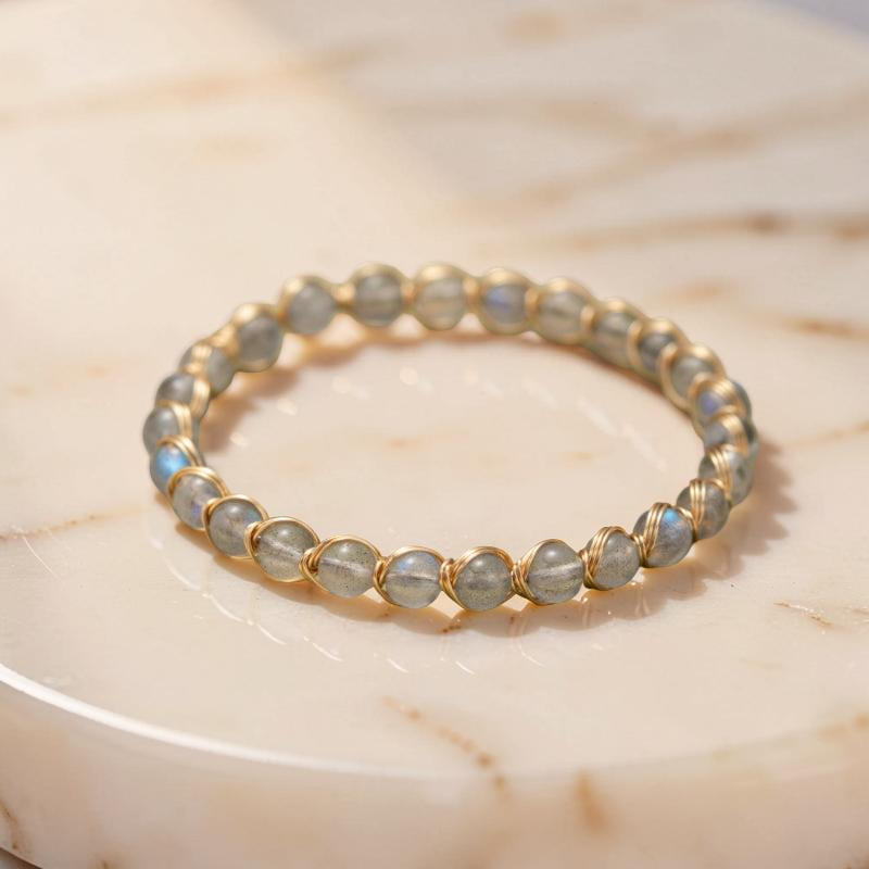 ATELIER-TIBET – Bracelet Labradorite – Lumière Intérieure, Argent Plaqué Or