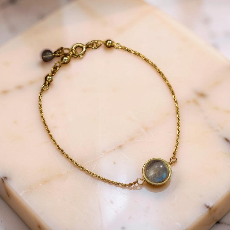 ATELIER-TIBET – Bracelet Labradorite – Mystère, Argent Plaqué Or