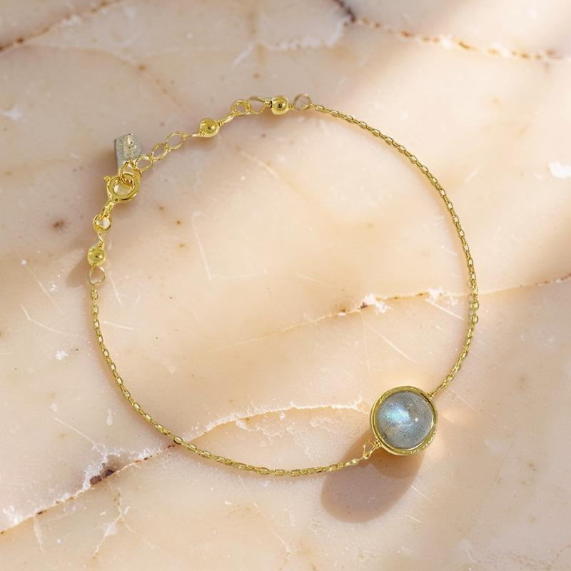 ATELIER-TIBET – Bracelet Labradorite – Mystère, Argent Plaqué Or