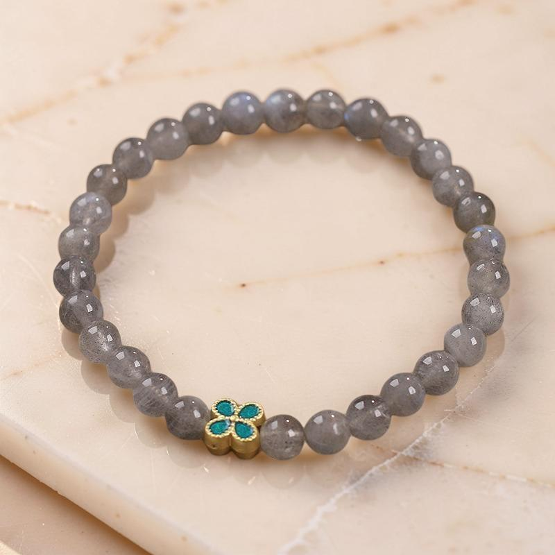 ATELIER-TIBET – Bracelet Labradorite Trèfle à Quatre Feuilles – Chance et Apaisement