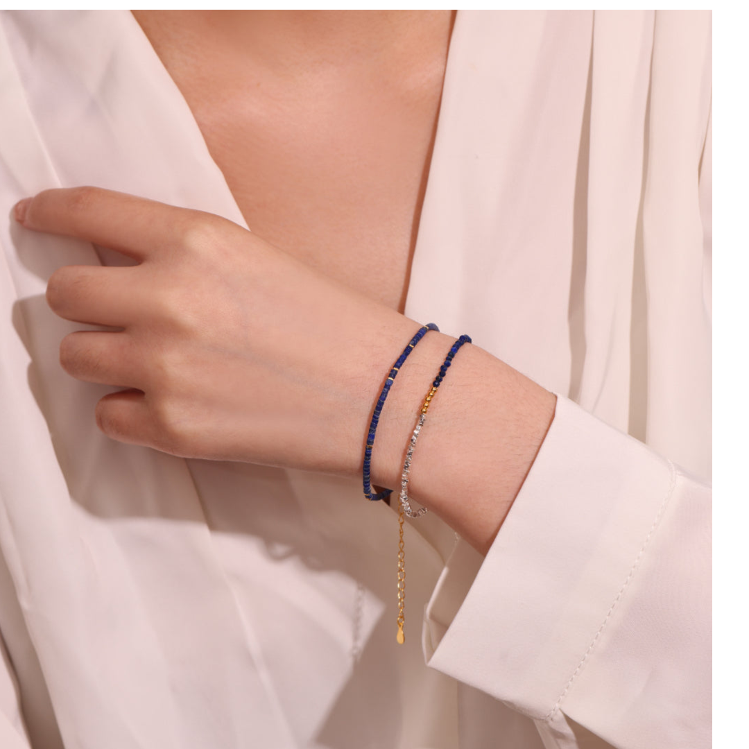 ATELIER-TIBET – Bracelet Lapis Lazuli – Équilibre Lumineux, Argent