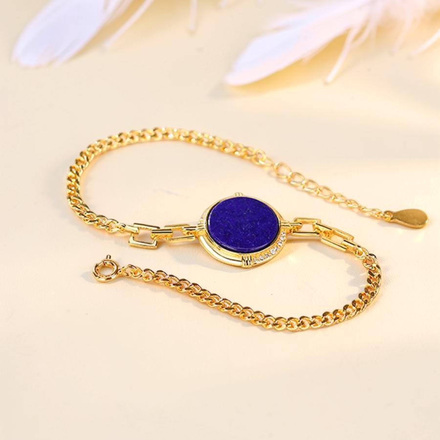 ATELIER-TIBET – Bracelet Lapis Lazuli – Mandala, Argent Plaqué Or