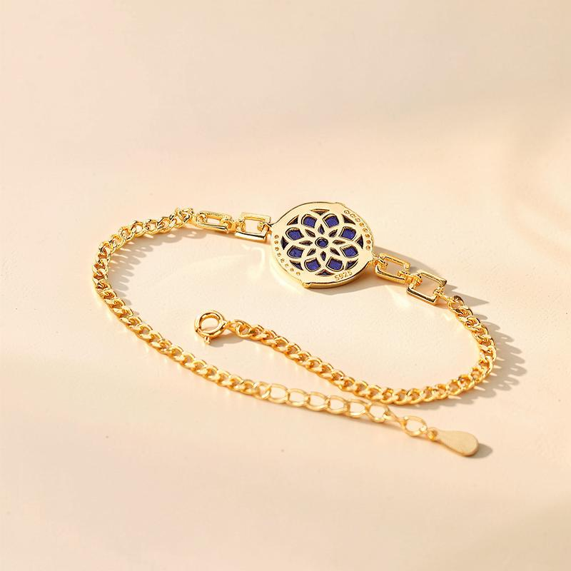 ATELIER-TIBET – Bracelet Lapis Lazuli – Mandala, Argent Plaqué Or