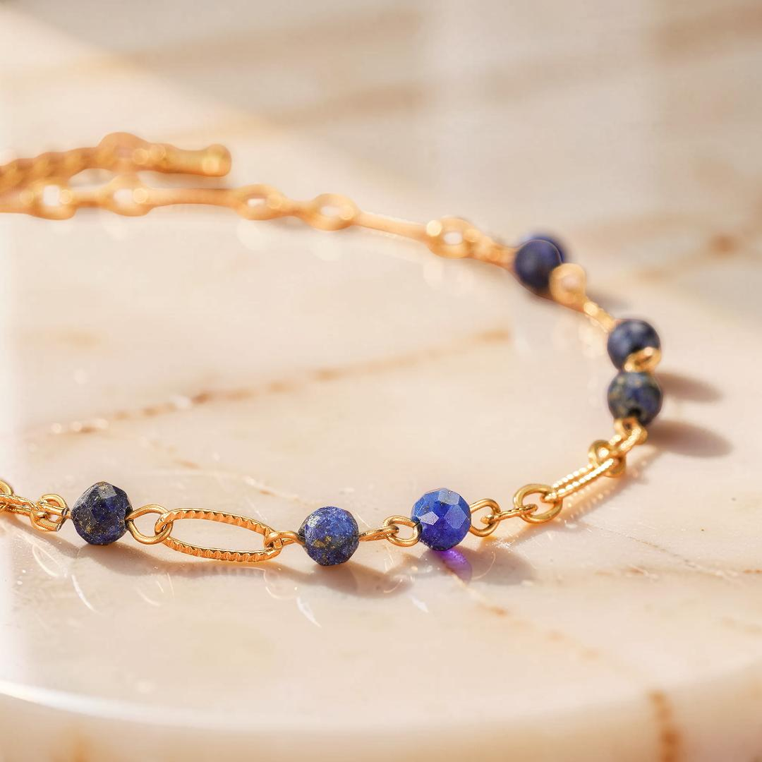 ATELIER-TIBET – Bracelet Lapis-Lazuli – Sérénité Dorée