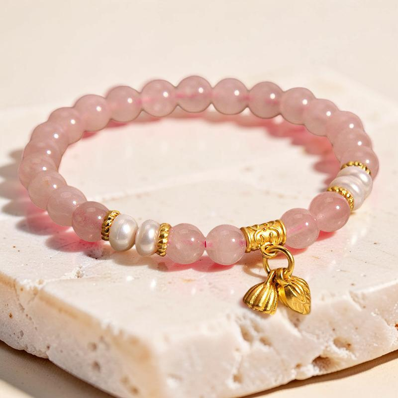 ATELIER-TIBET – Bracelet Lotus en Quartz Rose – Douceur Lotus