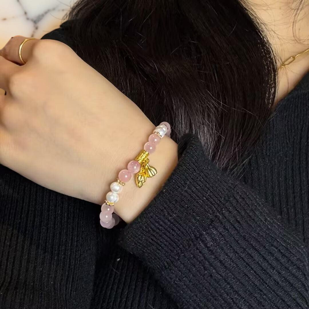ATELIER-TIBET – Bracelet Lotus en Quartz Rose – Douceur Lotus
