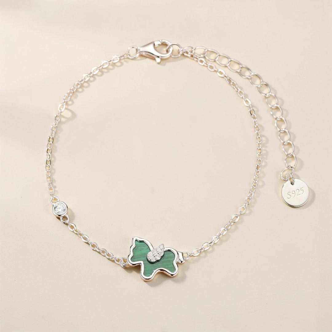 ATELIER-TIBET – Bracelet Malachite Cheval – Élégance Libre, Argent