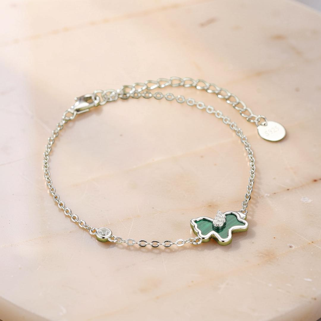 ATELIER-TIBET – Bracelet Malachite Cheval – Élégance Libre, Argent