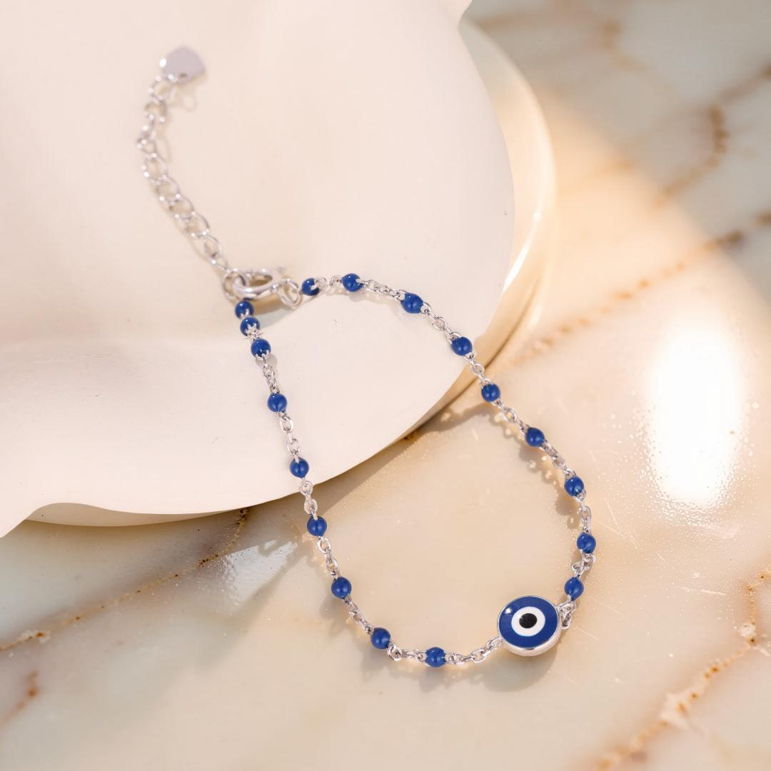 ATELIER-TIBET – Bracelet Mauvais Œil – Protection Azur, Argent 925