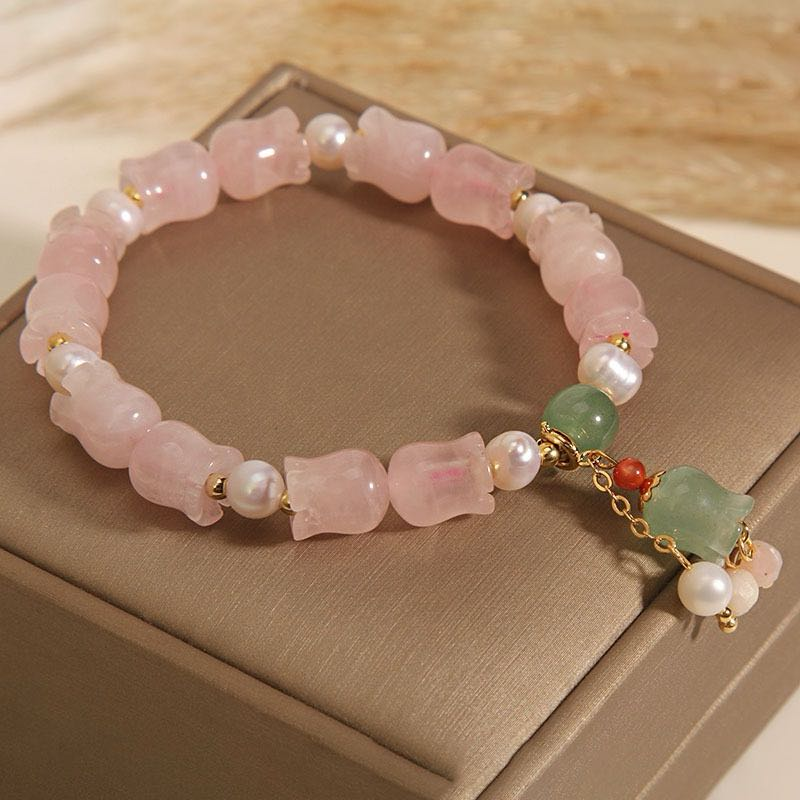 ATELIER-TIBET – Bracelet Muguet en Quartz Rose – Perle Divine