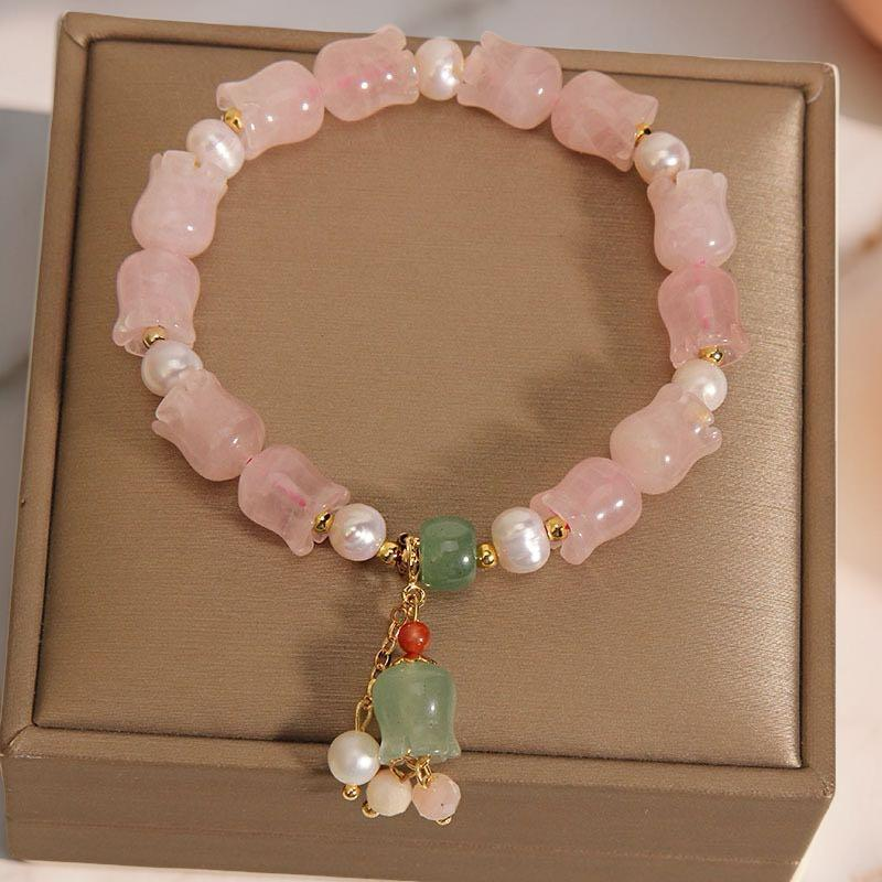 ATELIER-TIBET – Bracelet Muguet en Quartz Rose – Perle Divine