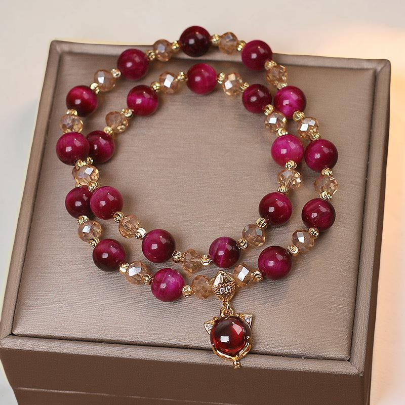 ATELIER-TIBET – Bracelet Œil de Tigre – Charme Félin, Argent Plaqué Or