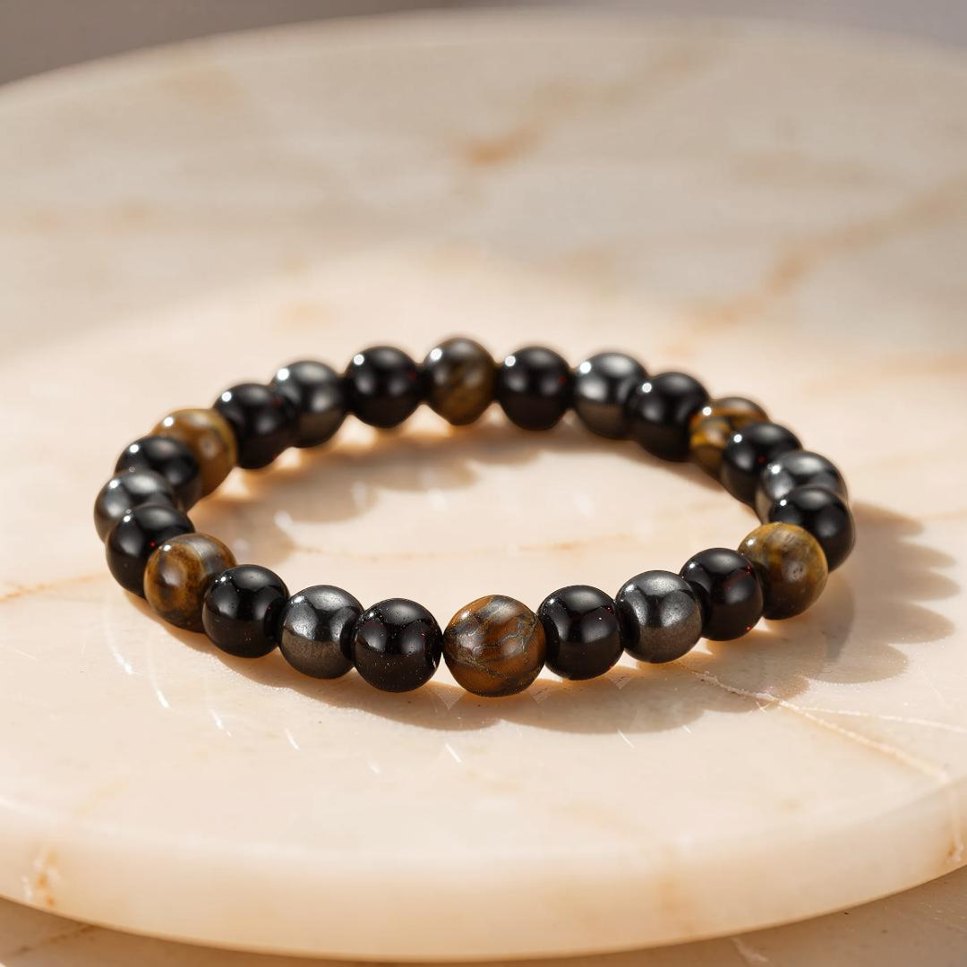 ATELIER-TIBET – Bracelet Œil de Tigre et Hématite – Force Intérieure