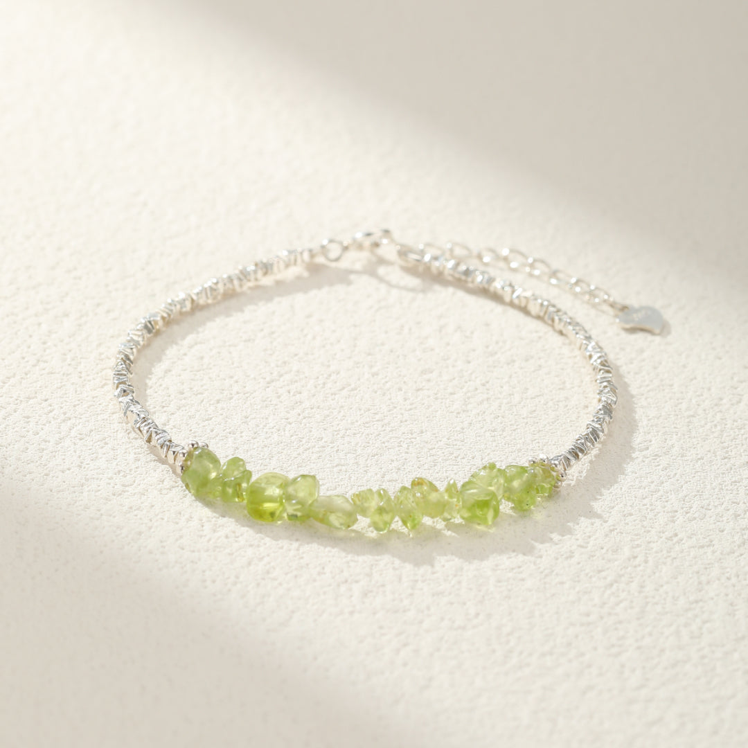 ATELIER-TIBET – Bracelet Péridot – Onde Végétale, Argent