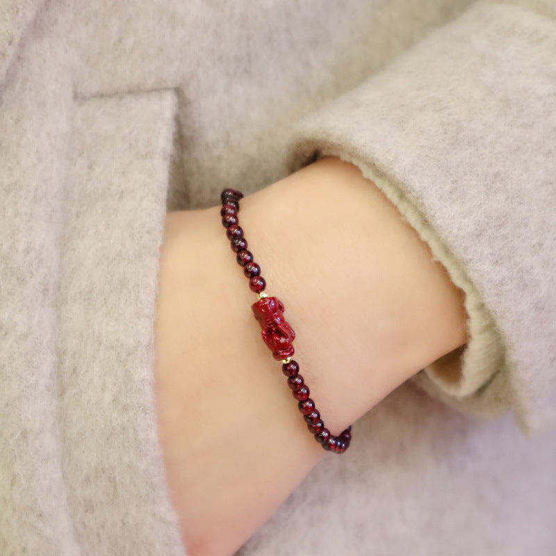ATELIER-TIBET – Bracelet Pi Xiu en Cinabre et Grenat – Richesse