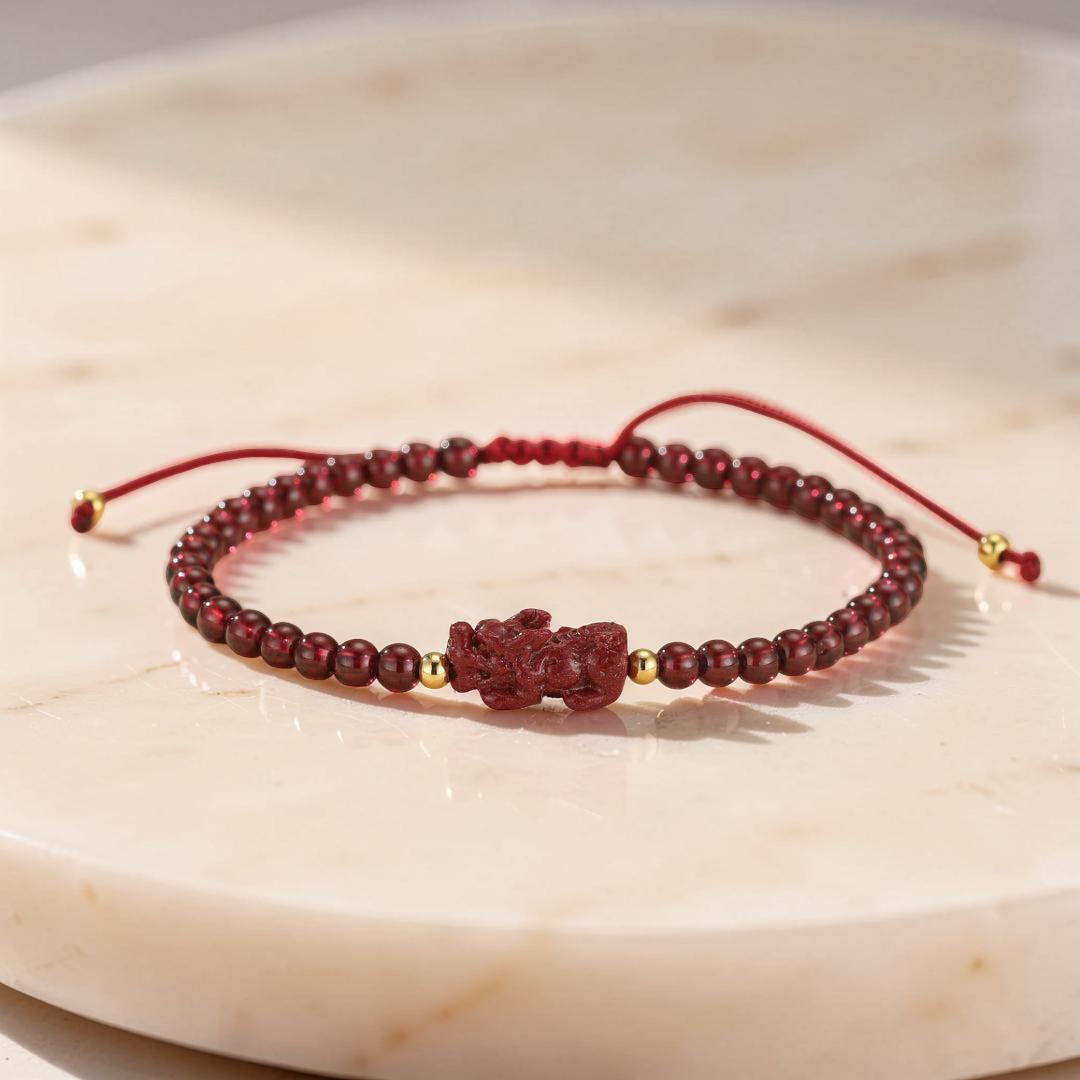 ATELIER-TIBET – Bracelet Pi Xiu en Cinabre et Grenat – Richesse
