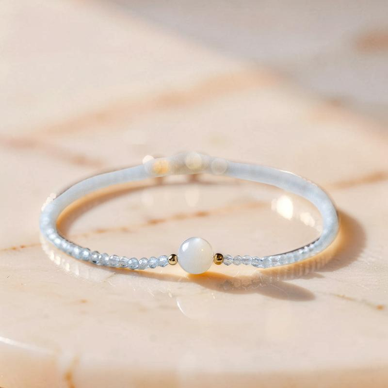 ATELIER-TIBET – Bracelet Pierre de Lune et Aigue Marine – Rêverie des Flots