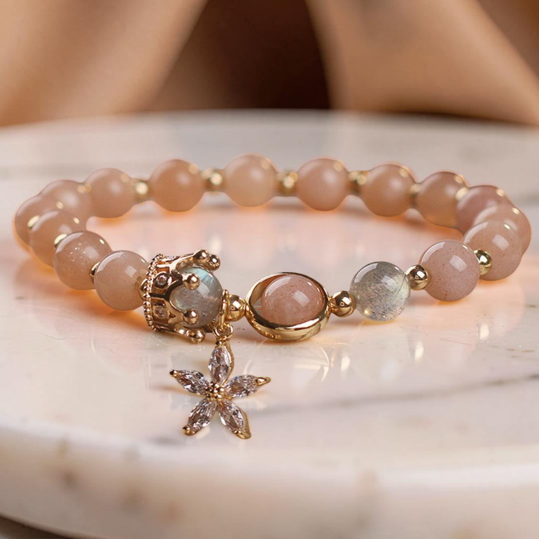 ATELIER-TIBET – Bracelet Pierre de Soleil et Labradorite – Couronne Fleurie