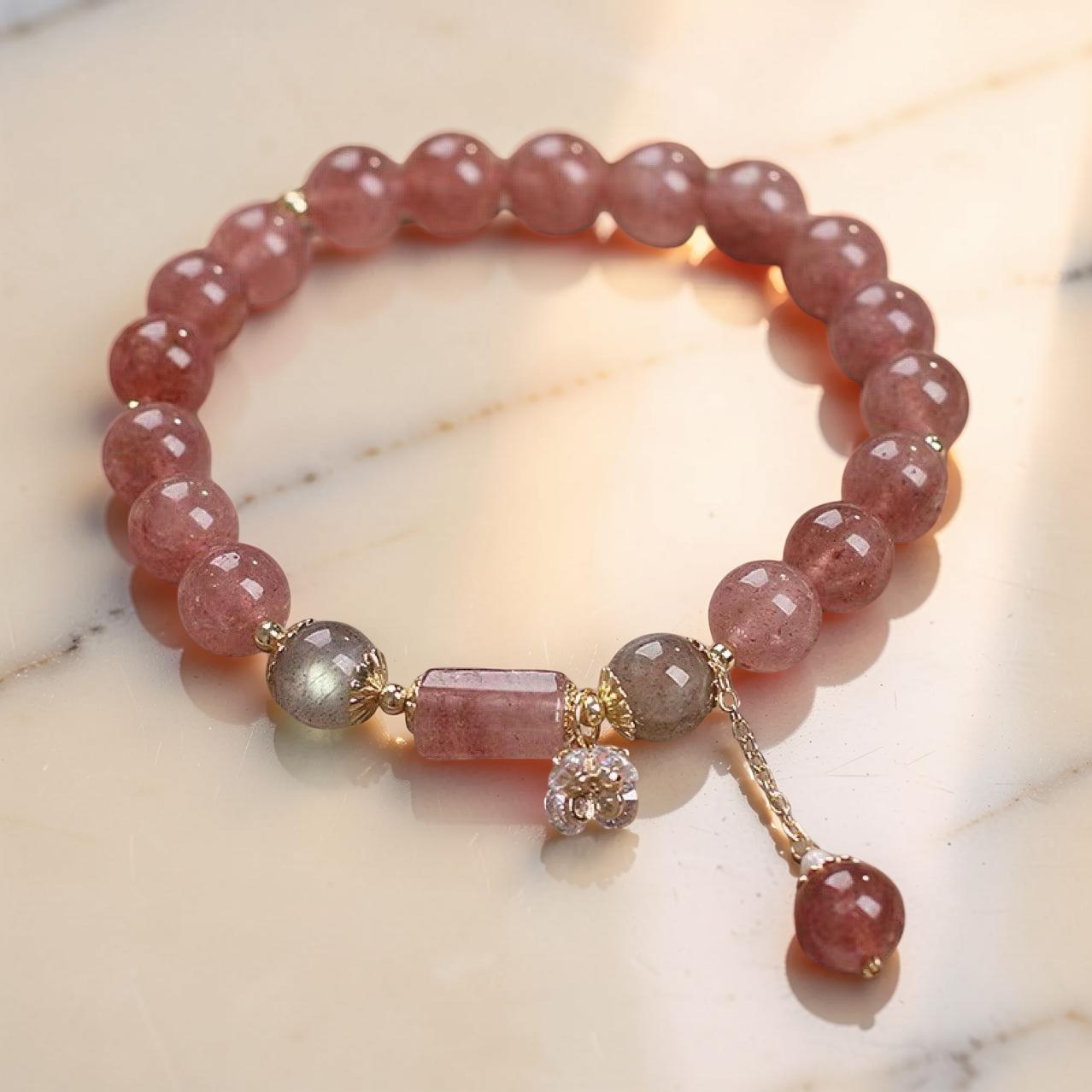 ATELIER-TIBET – Bracelet Quartz Fraise – Douceur Rosée