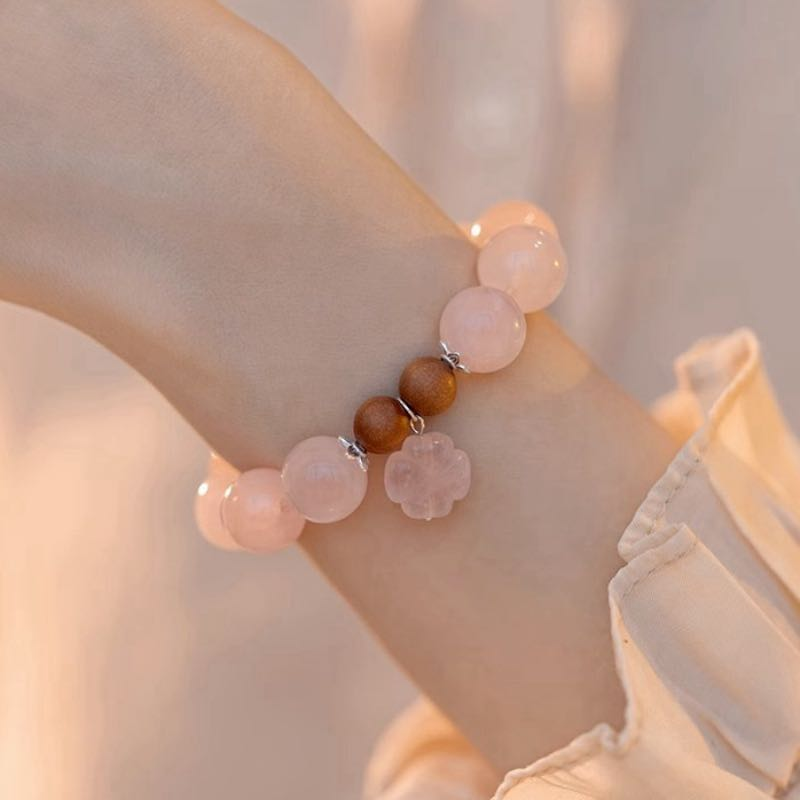ATELIER-TIBET – Bracelet Quartz Rose – Douceur Florale, Argent