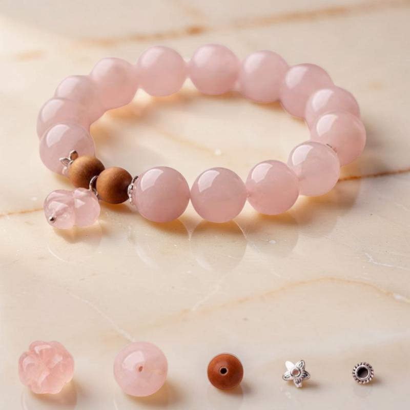 ATELIER-TIBET – Bracelet Quartz Rose – Douceur Florale, Argent