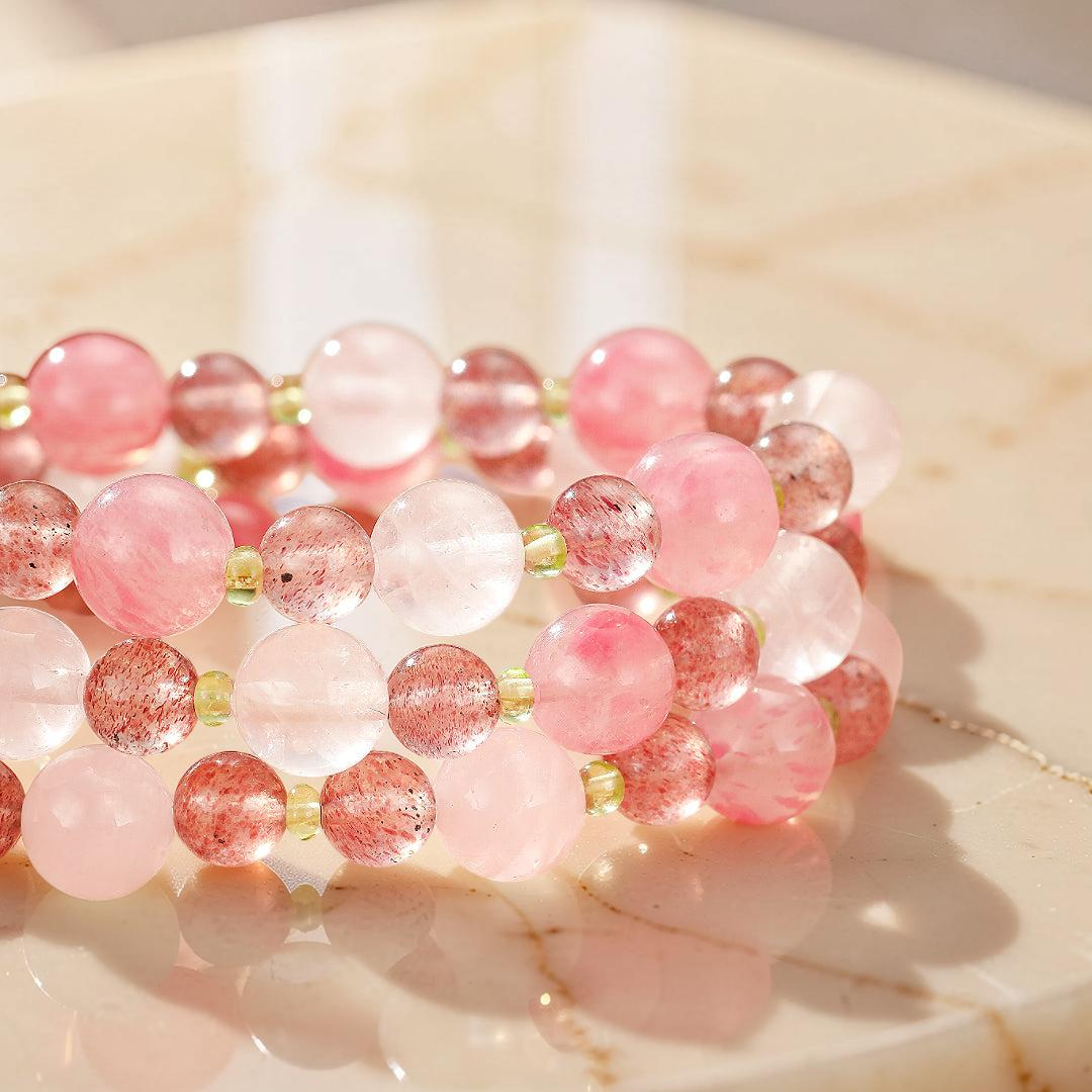 ATELIER-TIBET – Bracelet Rhodonite et Pierres naturelles – Fleurs de Printemps