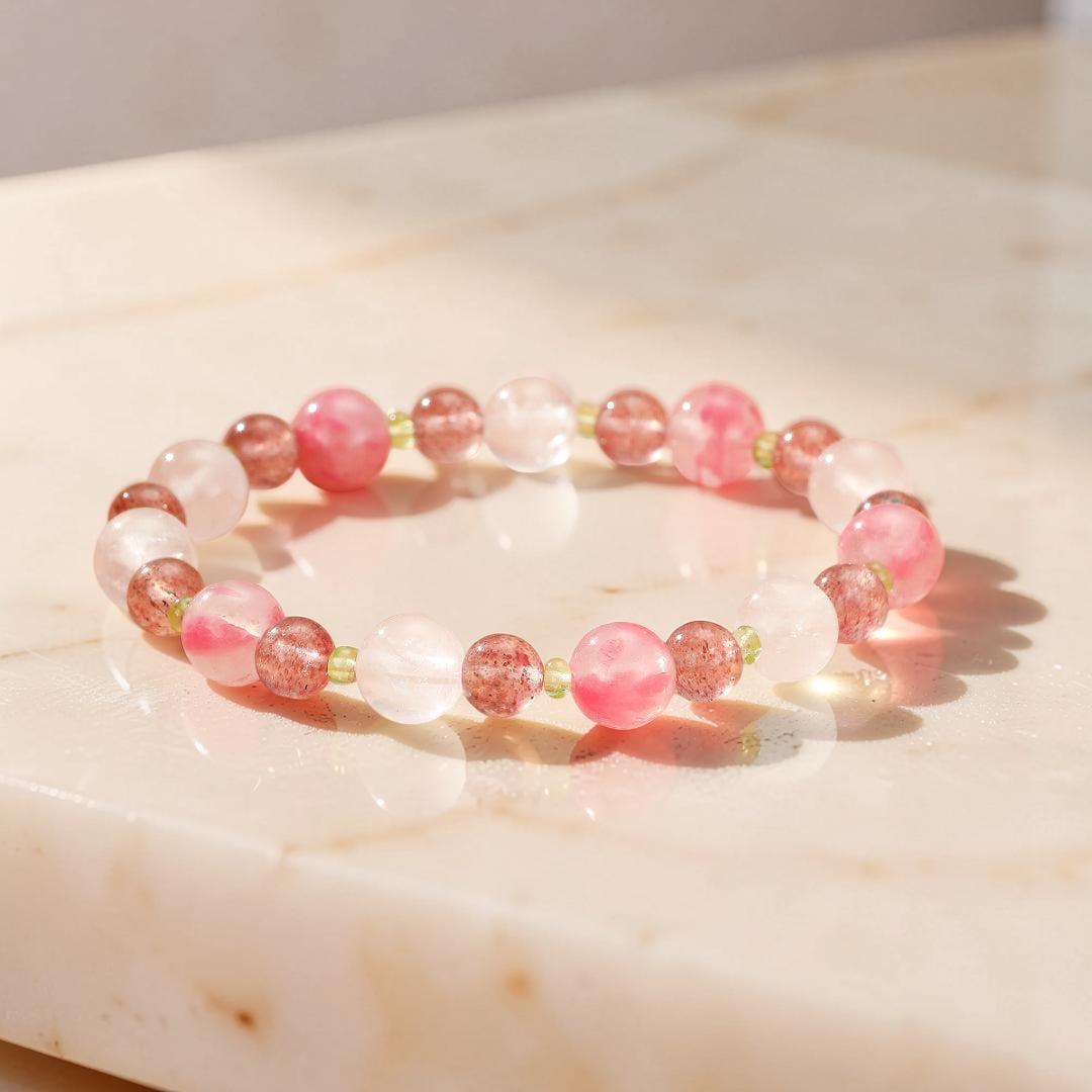 ATELIER-TIBET – Bracelet Rhodonite et Pierres naturelles – Fleurs de Printemps