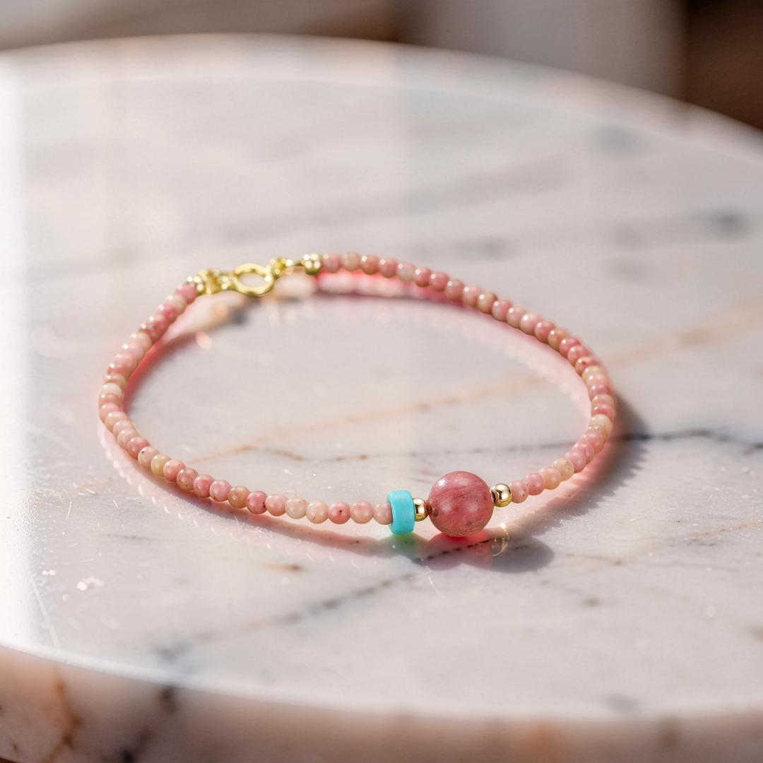 ATELIER-TIBET – Bracelet Rhodonite – Accent Bleu