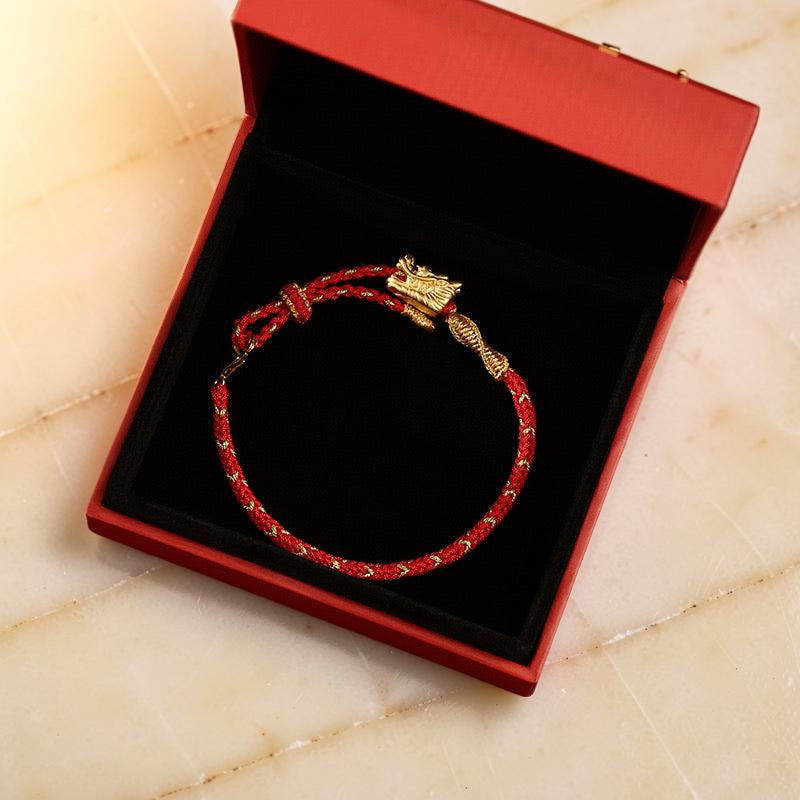 ATELIER-TIBET – Bracelet Rouge – Dragon Eternel, Fil Rouge
