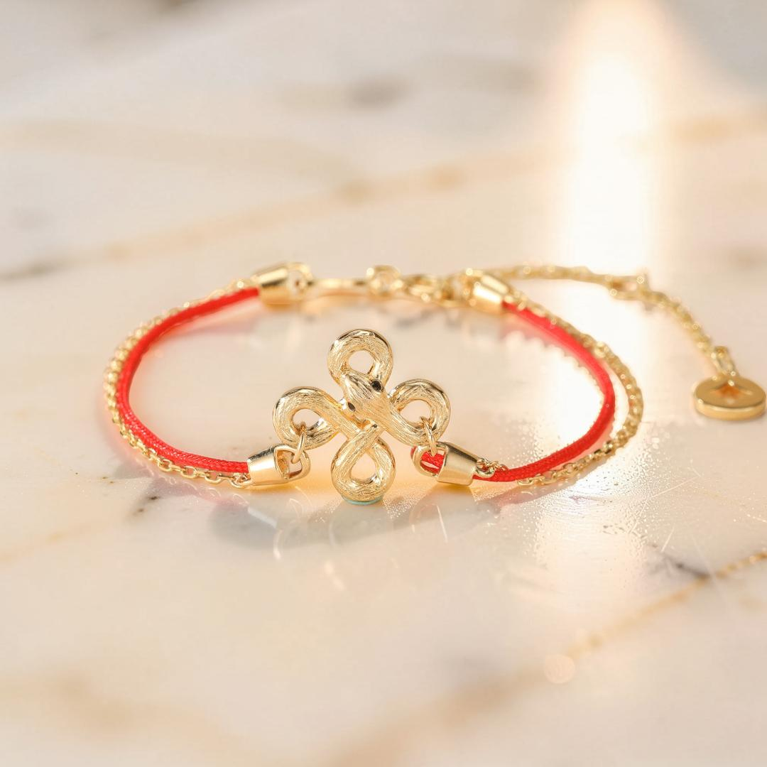 ATELIER-TIBET – Bracelet Serpent Fil Rouge – Lien Sacré, Argent Plaqué Or