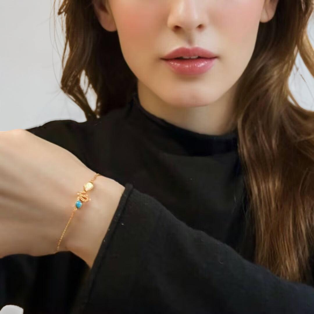 ATELIER-TIBET – Bracelet Serpent Opale et Turquoise – Larmes de Lagon, Argent 925