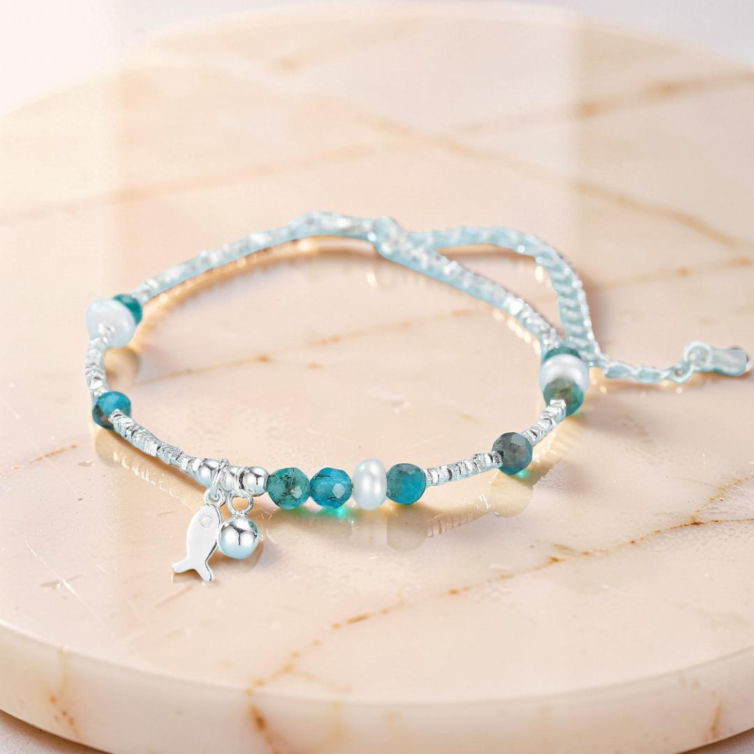 ATELIER-TIBET – Bracelet Topaze – Poisson d’Azur, Argent 925