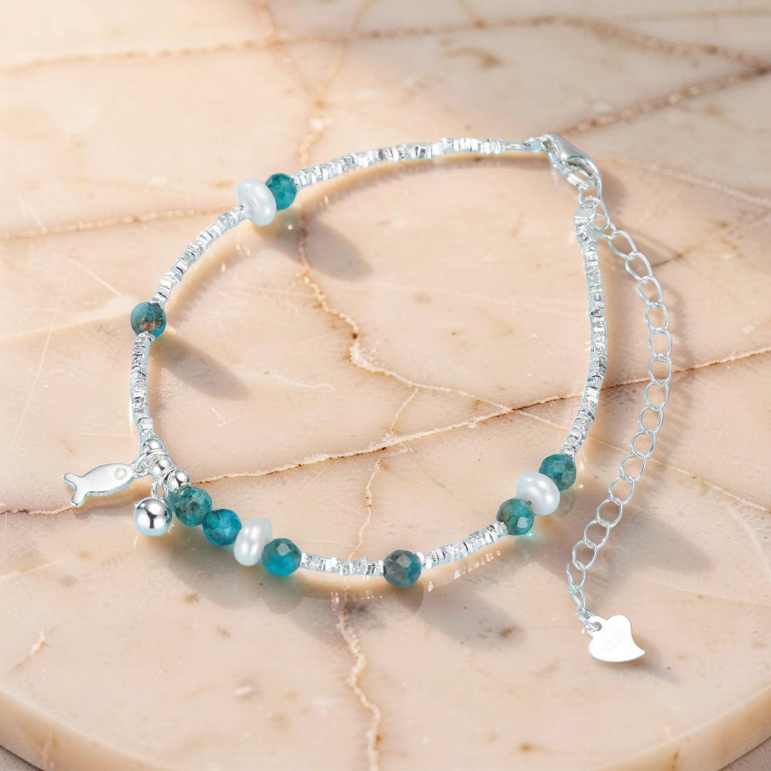 ATELIER-TIBET – Bracelet Topaze – Poisson d’Azur, Argent 925
