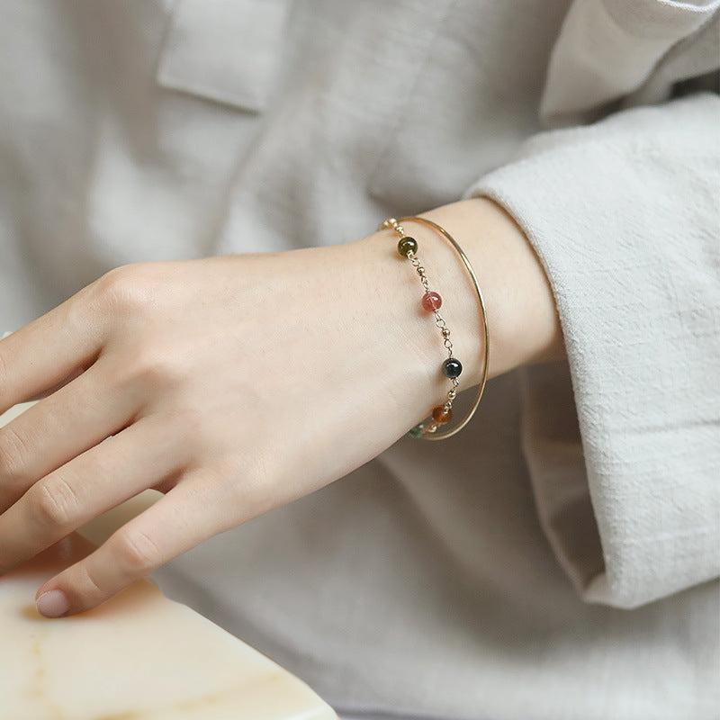 ATELIER-TIBET – Bracelet Tourmaline – Harmonie Cosmique, Plaqué Or 14k