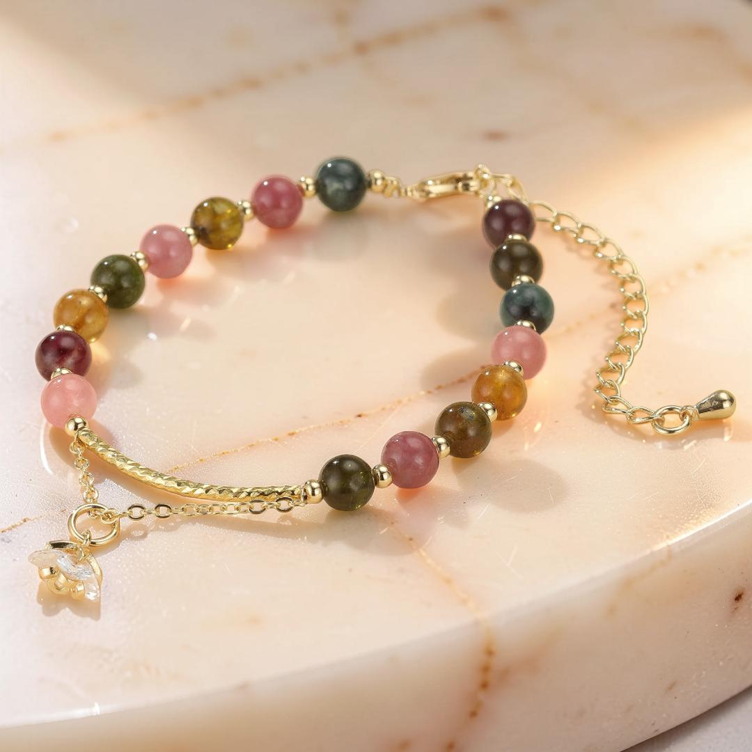 ATELIER-TIBET – Bracelet Tourmaline – Rose Éternelle