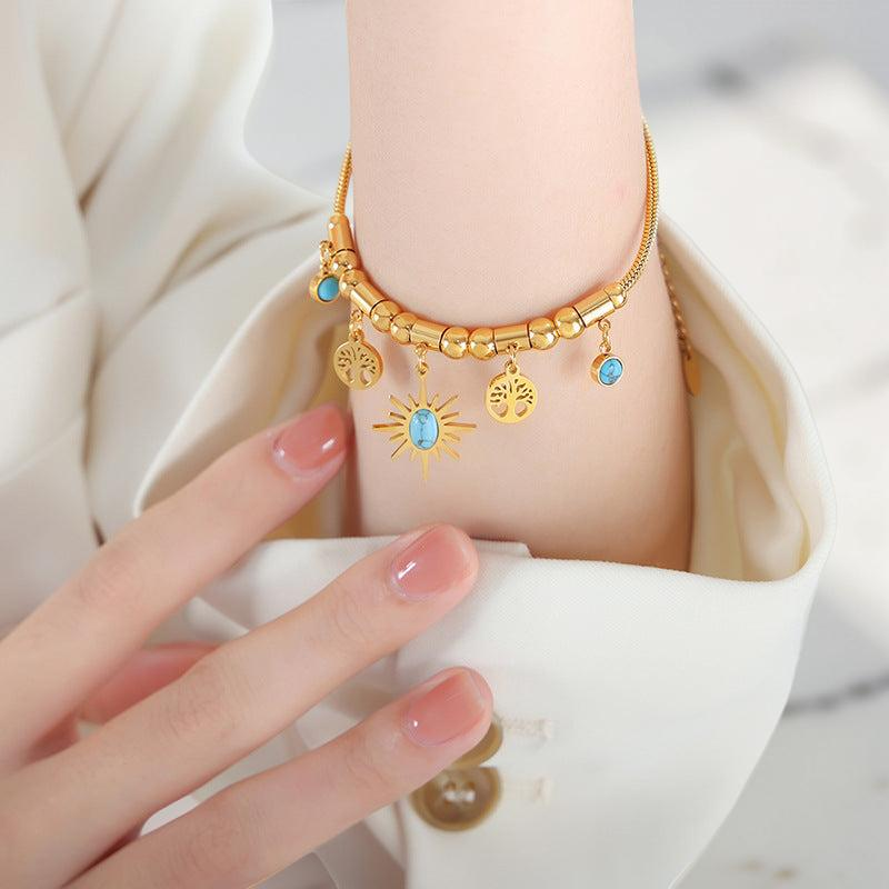 ATELIER-TIBET – Bracelet Turquoise Arbre de Vie – Aura Dorée