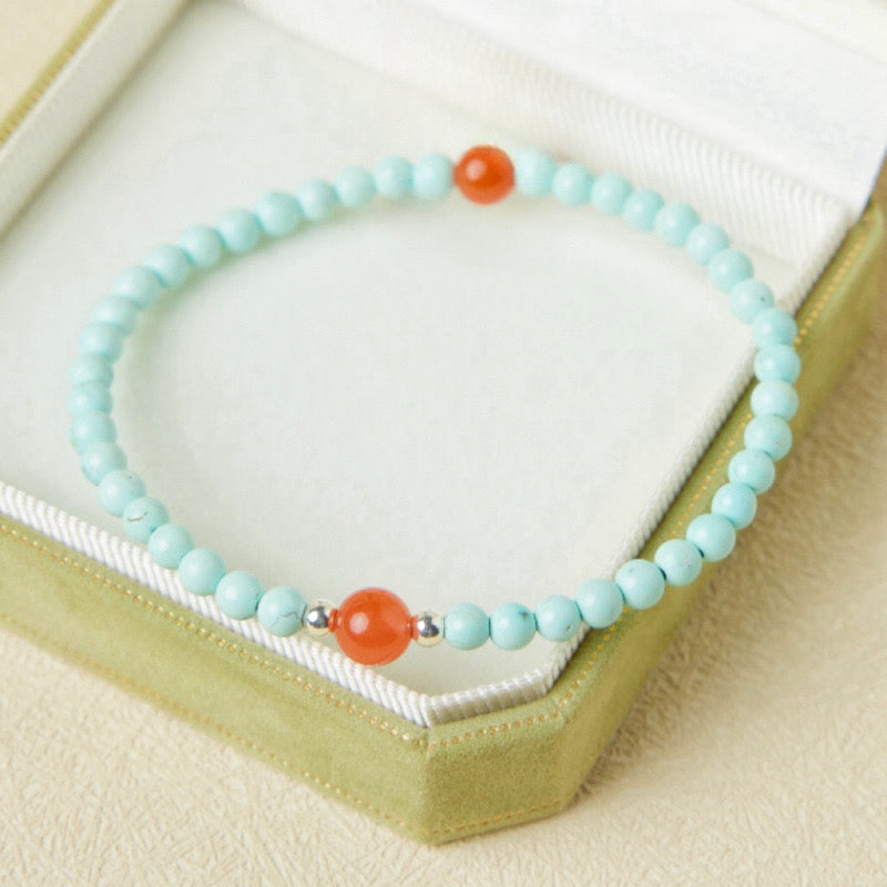 ATELIER-TIBET – Bracelet Turquoise et Agate – Éclat Authentique, Argent