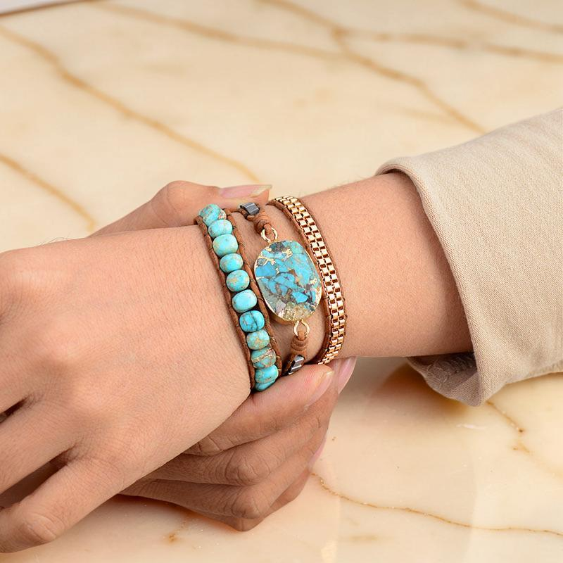 ATELIER-TIBET – Bracelet Wrap en Turquoise – Toucher de Guérisseur