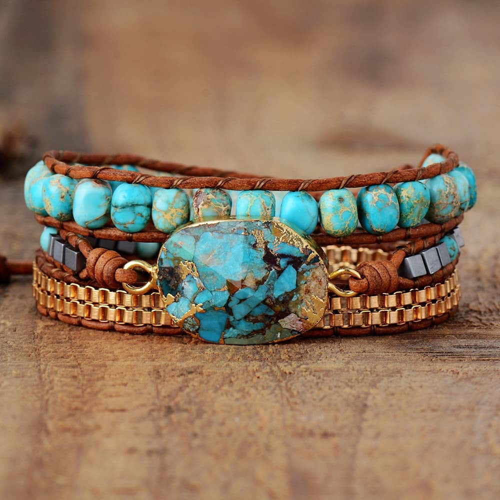 ATELIER-TIBET – Bracelet Wrap en Turquoise – Toucher de Guérisseur