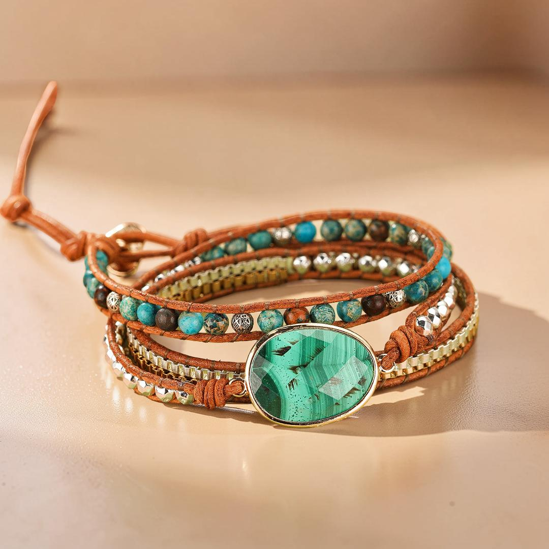 ATELIER-TIBET – Bracelet Wrap Malachite – Harmonie Bohème