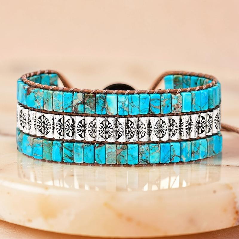 ATELIER-TIBET – Bracelet Wrap Turquoise – Empreinte Ethnique