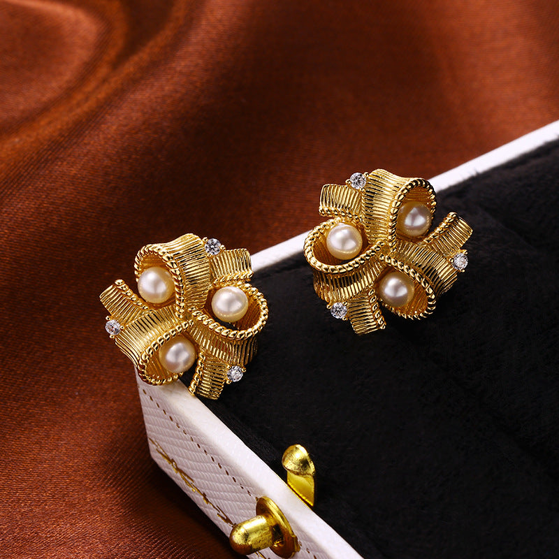 ATELIER-TIBET – Collier et Boucles d’Oreilles Perle – Versailles, Plaqué Or 18K