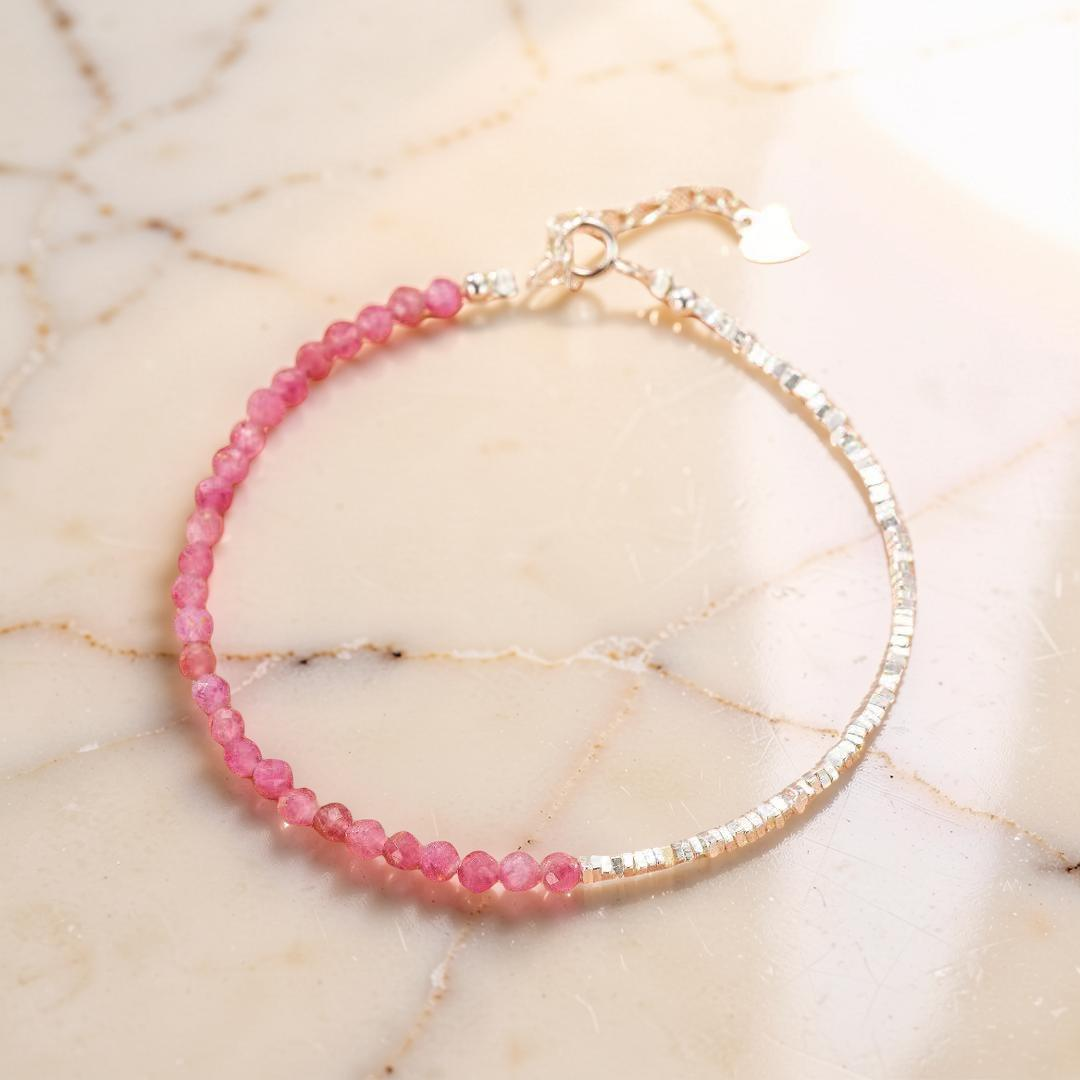 ATELIER-TIBET – Bracelet Tourmaline – Rose Intuitive, Argent