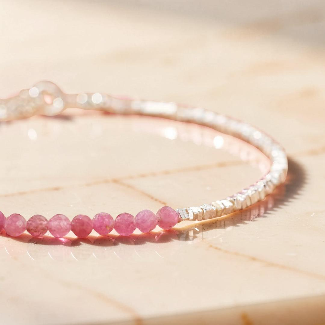 ATELIER-TIBET – Bracelet Tourmaline – Rose Intuitive, Argent