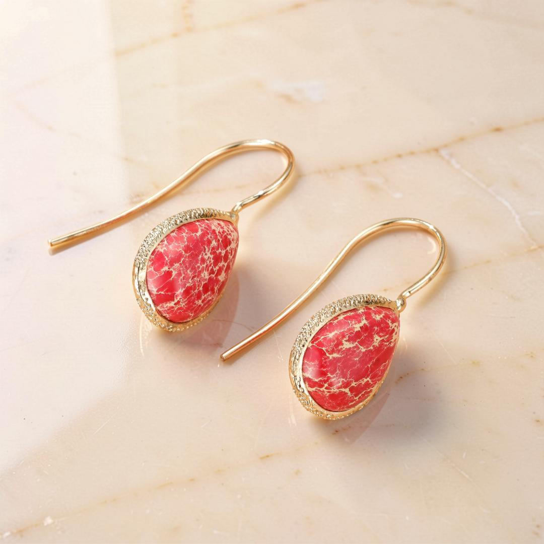 ATELIER-TIBET – Boucles d’Oreilles Jaspe – Flamme d'Amour