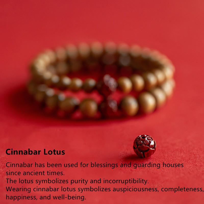 ATELIER-TIBET Bracelet Lotus Bois de Pêcher & Cinabre – Protection & Harmonie