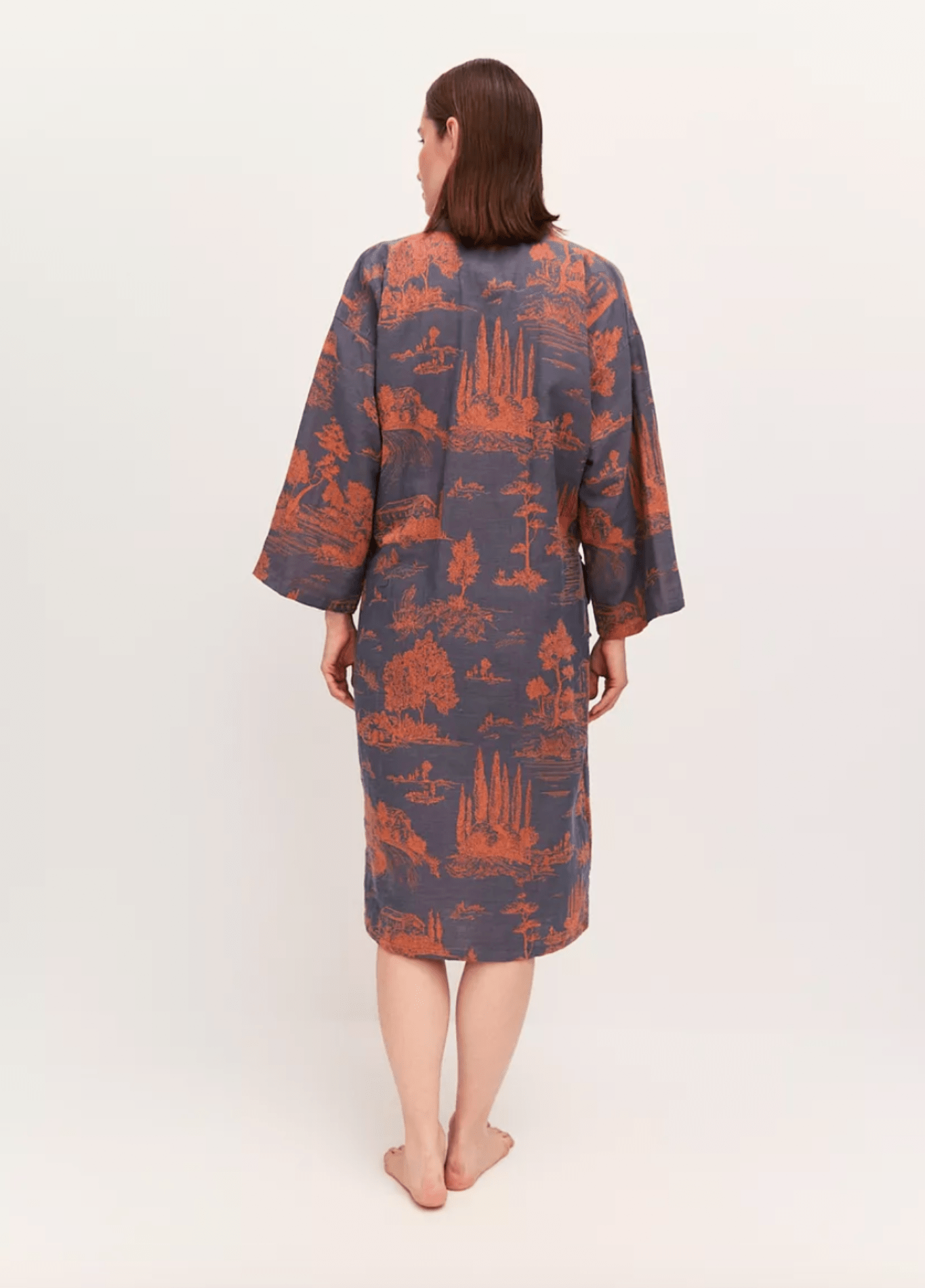 Peignoir kimono femme coton bleu – Kaido